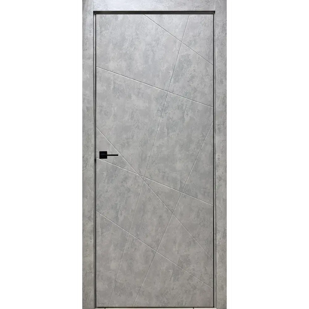 Фото 2 Комплект межкомнатной двери Леском Тоскана-1 глухая 200x80см полипропилен цвет серый бетон с коробом и наличниками