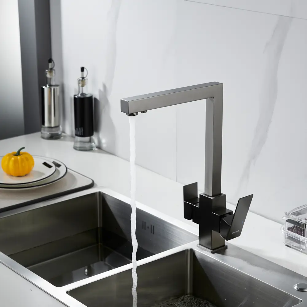 Фото 8 Смеситель для кухни Shevanik S148T-LM поворотный излив 32.5 см цвет оружейная сталь