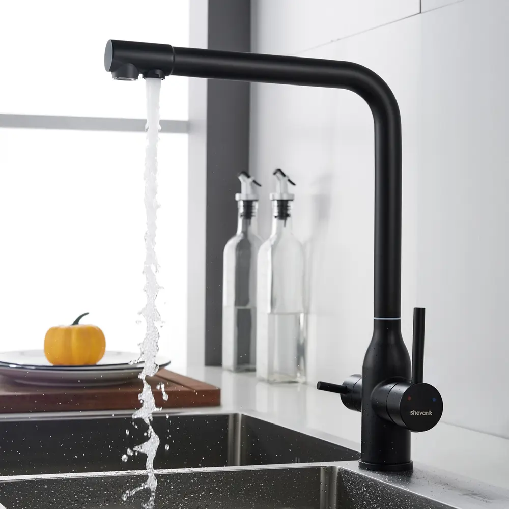 Фото 22 Смеситель для кухни Shevanik S248H-LM поворотный излив 34.2 см цвет черный