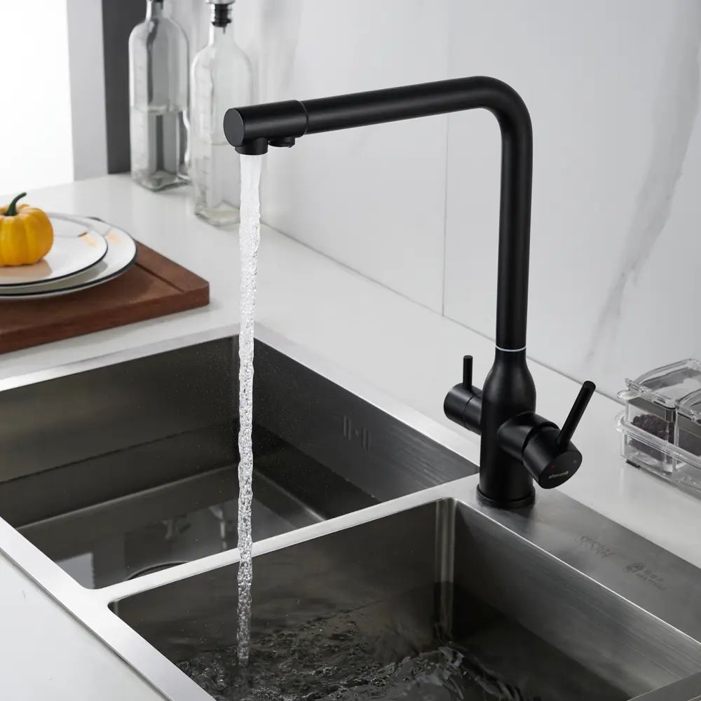 Фото 7 Смеситель для кухни Shevanik S248H-LM поворотный излив 34.2 см цвет черный