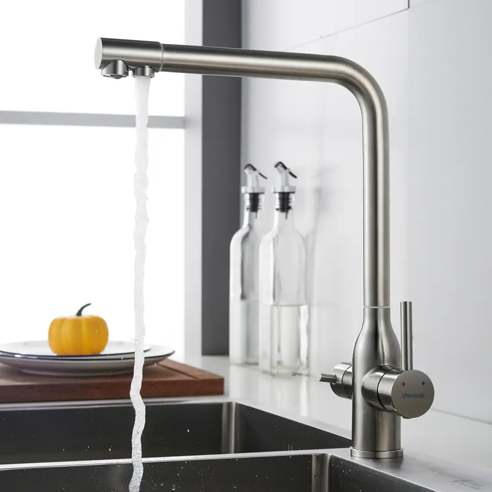 Фото 6 Смеситель для кухни Shevanik S248L-LM поворотный излив 34.2 см цвет сатин Фото 6 Смеситель для кухни Shevanik S248L-LM поворотный излив 34.2 см цвет сатин