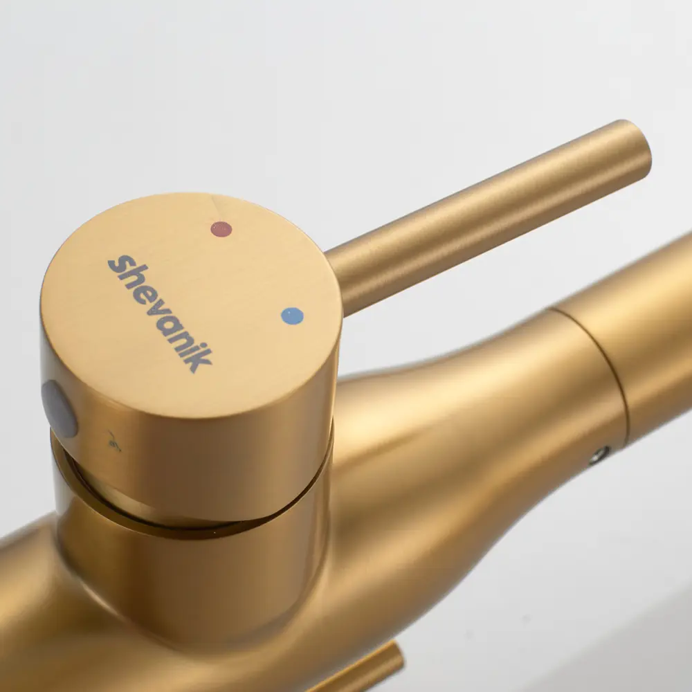 Фото 21 Смеситель для кухни Shevanik S378G-LM гибкий излив 23.1 см цвет золотой сатин;белый