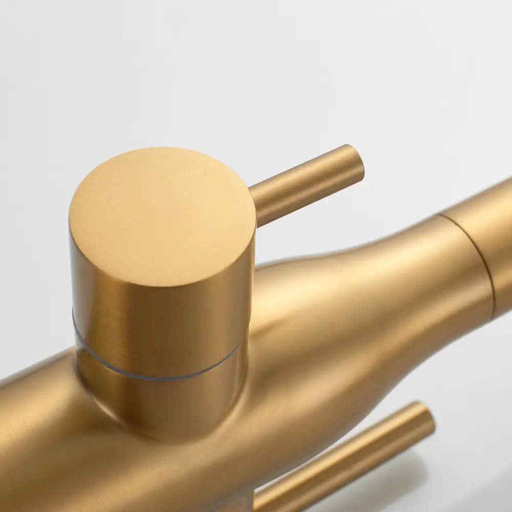 Фото 20 Смеситель для кухни Shevanik S378G-LM гибкий излив 23.1 см цвет золотой сатин;белый