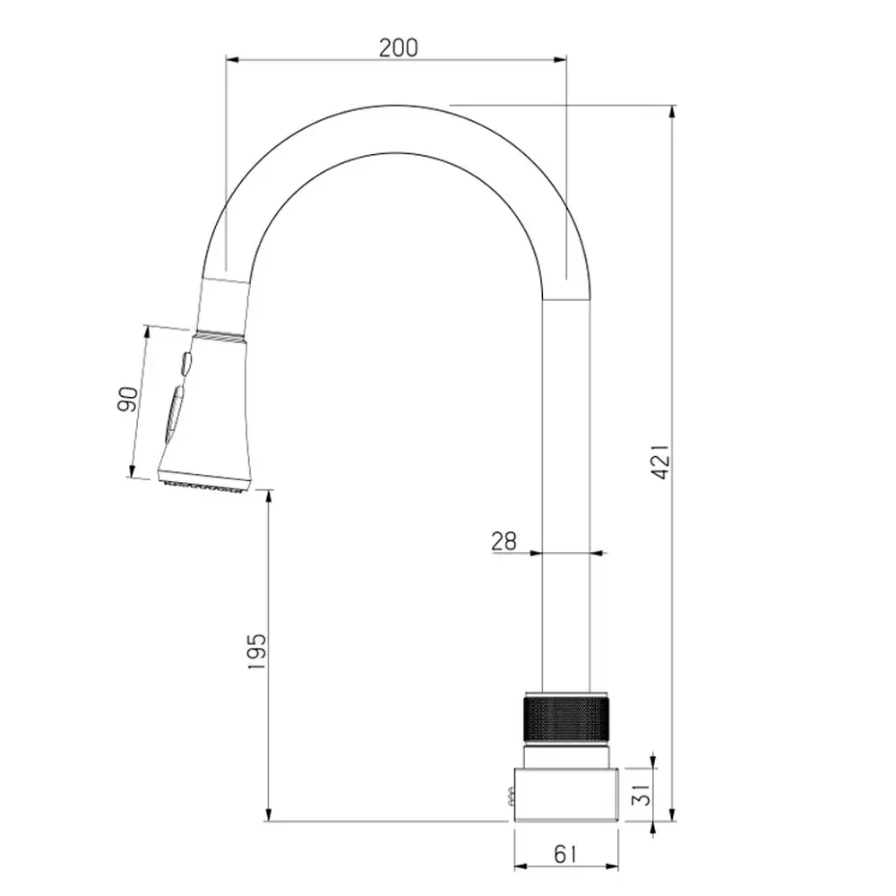Фото 11 Смеситель для кухни Feinise Y40164-23 поворотный излив 39 см цвет графит