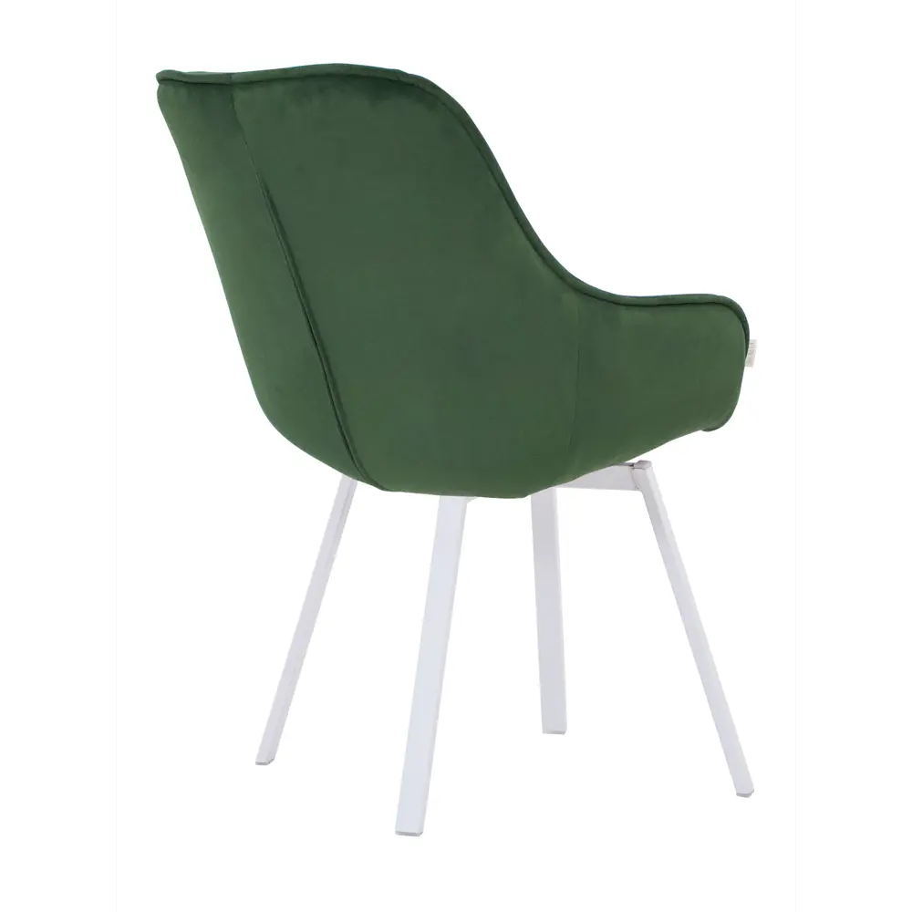 Фото 3 Кресло мягкое Elliot поворотное на 360 градусов велюр темно-зеленый ноги белые Фото 3 Кресло мягкое Elliot поворотное на 360 градусов велюр темно-зеленый ноги белые