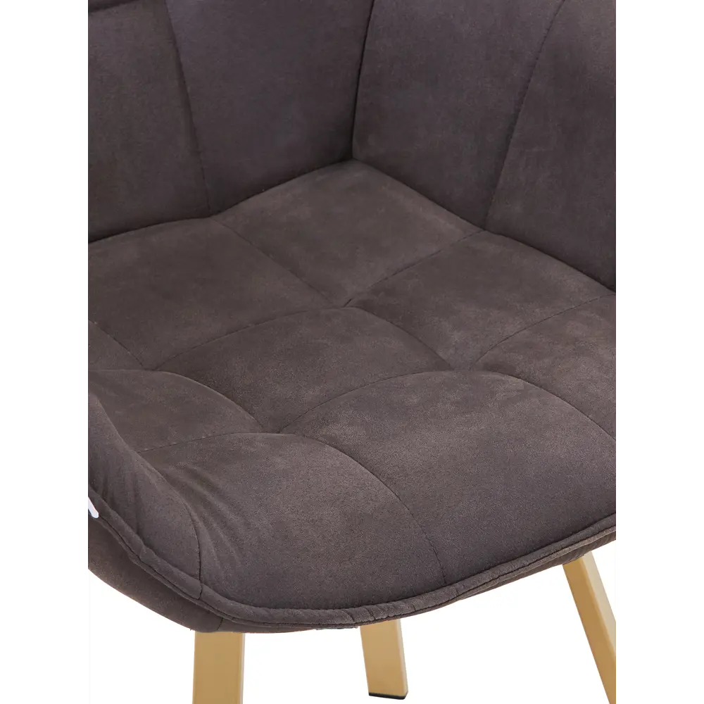 Фото 3 Кресло мягкое Elliot поворотное на 360 градусов велюр темно-коричневый ноги шампань