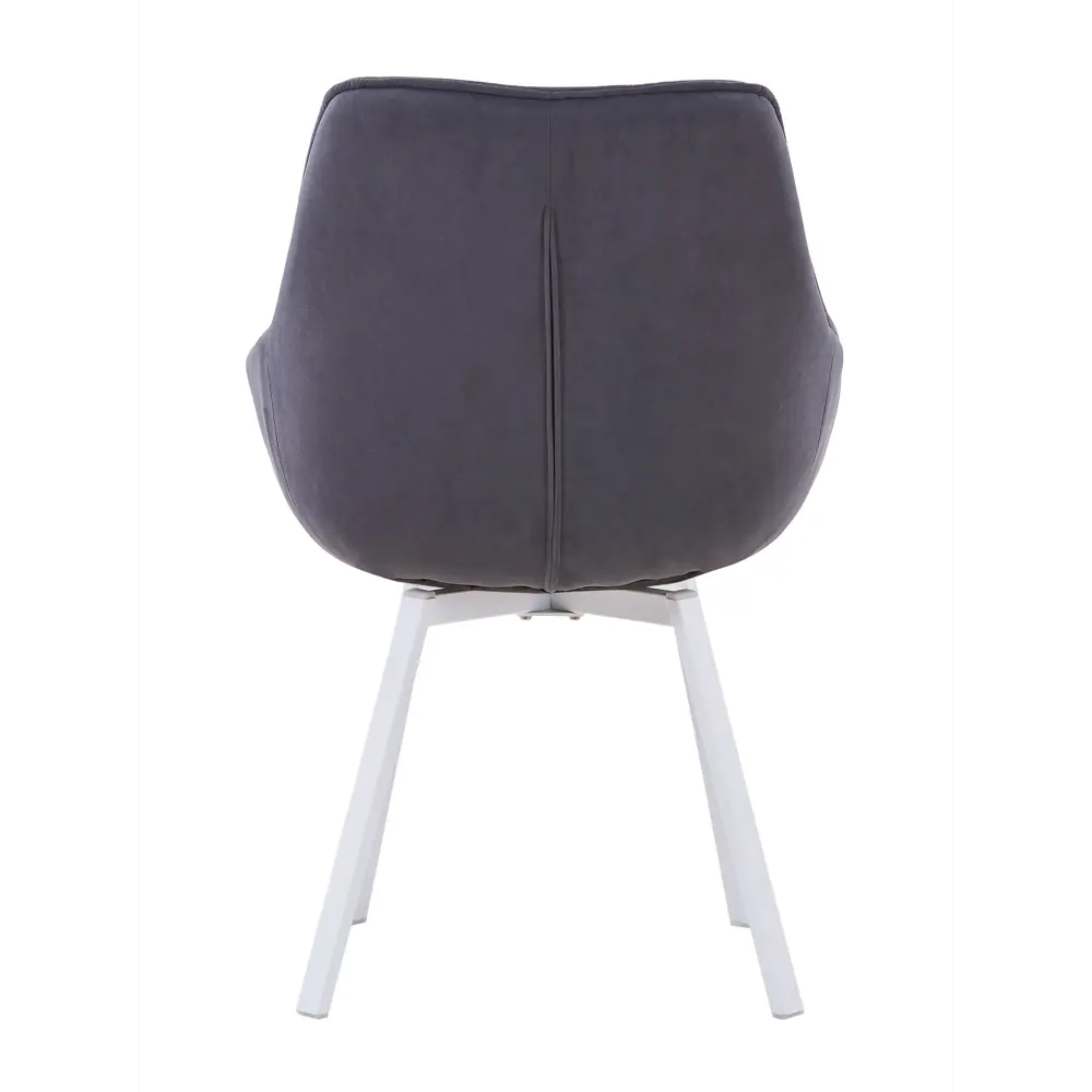 Фото 2 Кресло мягкое Elliot поворотное на 360 градусов велюр темно-серый ноги белые