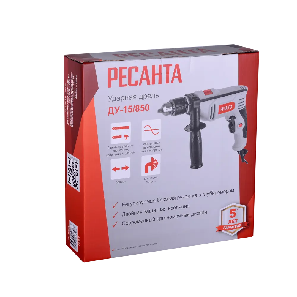 Фото 8 Дрель сетевая ударная Ресанта ДУ-15/850, 850 Вт