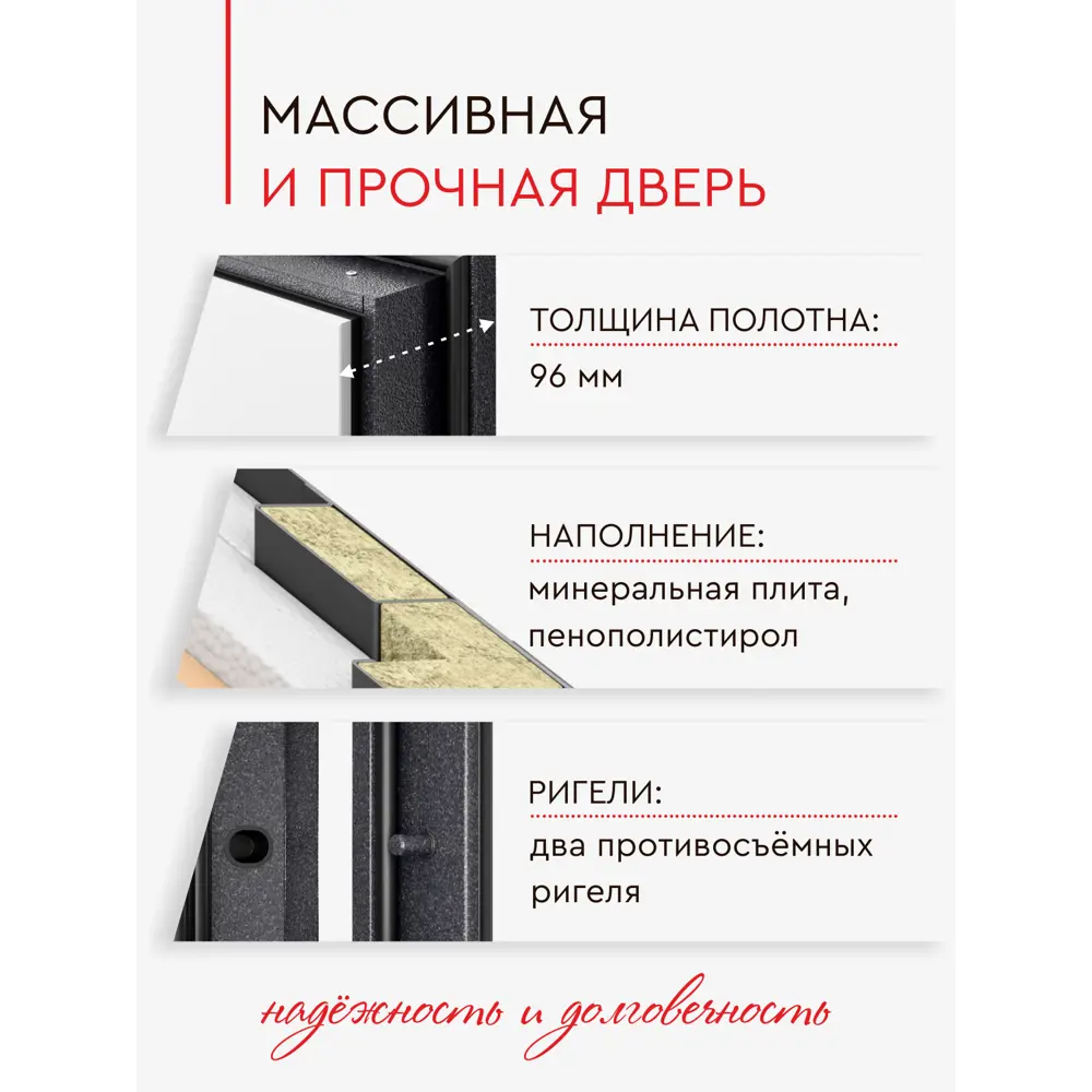 Фото 9 Входная дверь Torex Ронда-6 правый 205x95см цвет темно-серый букле графит/бьянко Фото 9 Входная дверь Torex Ронда-6 правый 205x95см цвет темно-серый букле графит/бьянко