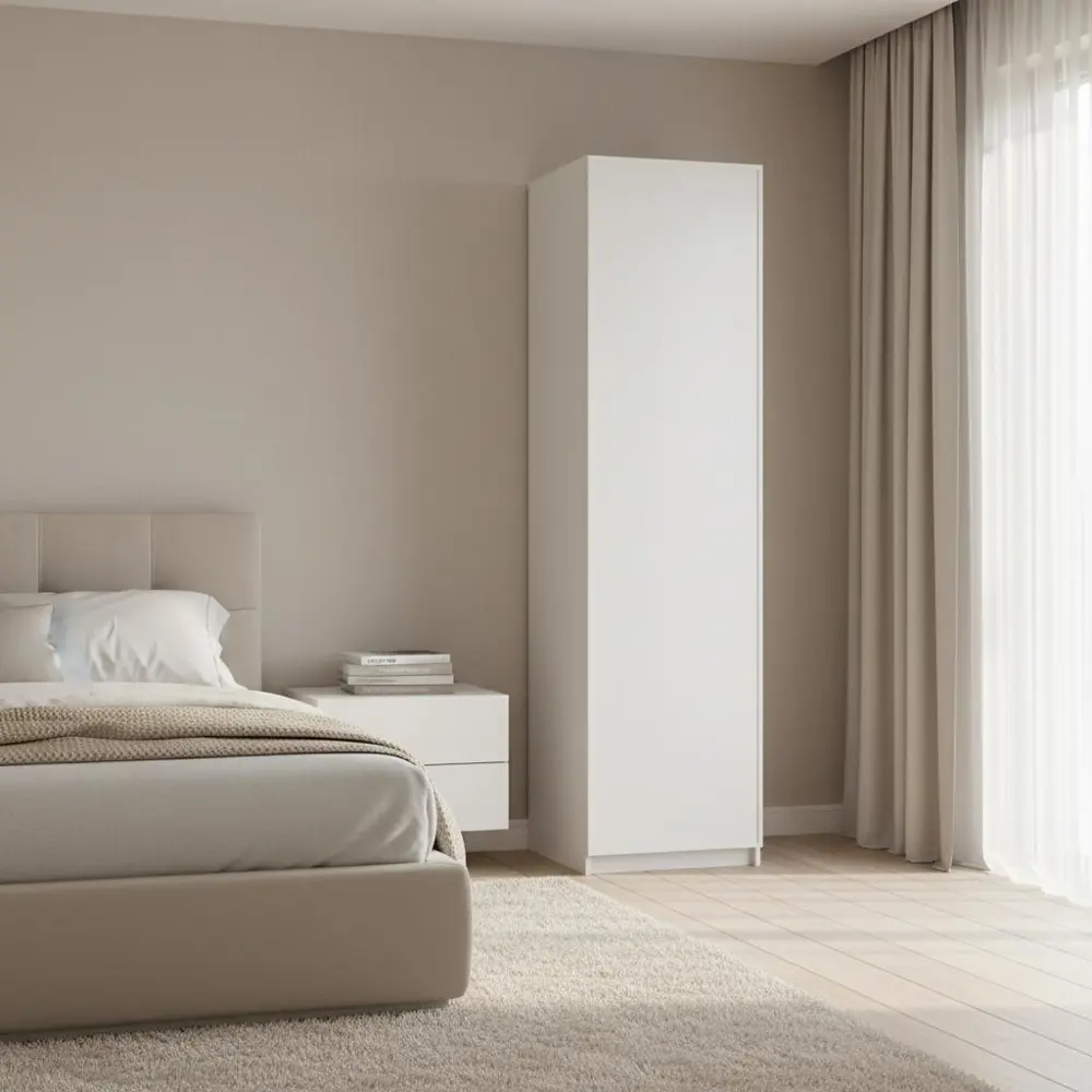 Фото 4 Шкаф распашной Амьен белый 60х232,2х54,5 с 2 полками и 2 штангами ЛДСП каркас белый Фото 4 Шкаф распашной Амьен белый 60х232,2х54,5 с 2 полками и 2 штангами ЛДСП каркас белый