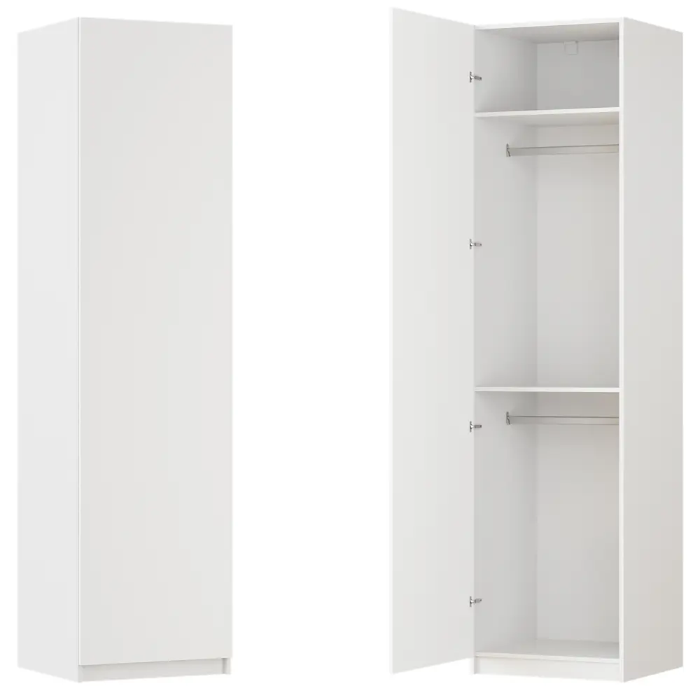 Фото Шкаф распашной София белый 60х232,2х54,5 с 2 полками и 2 штангами ЛДСП каркас белый