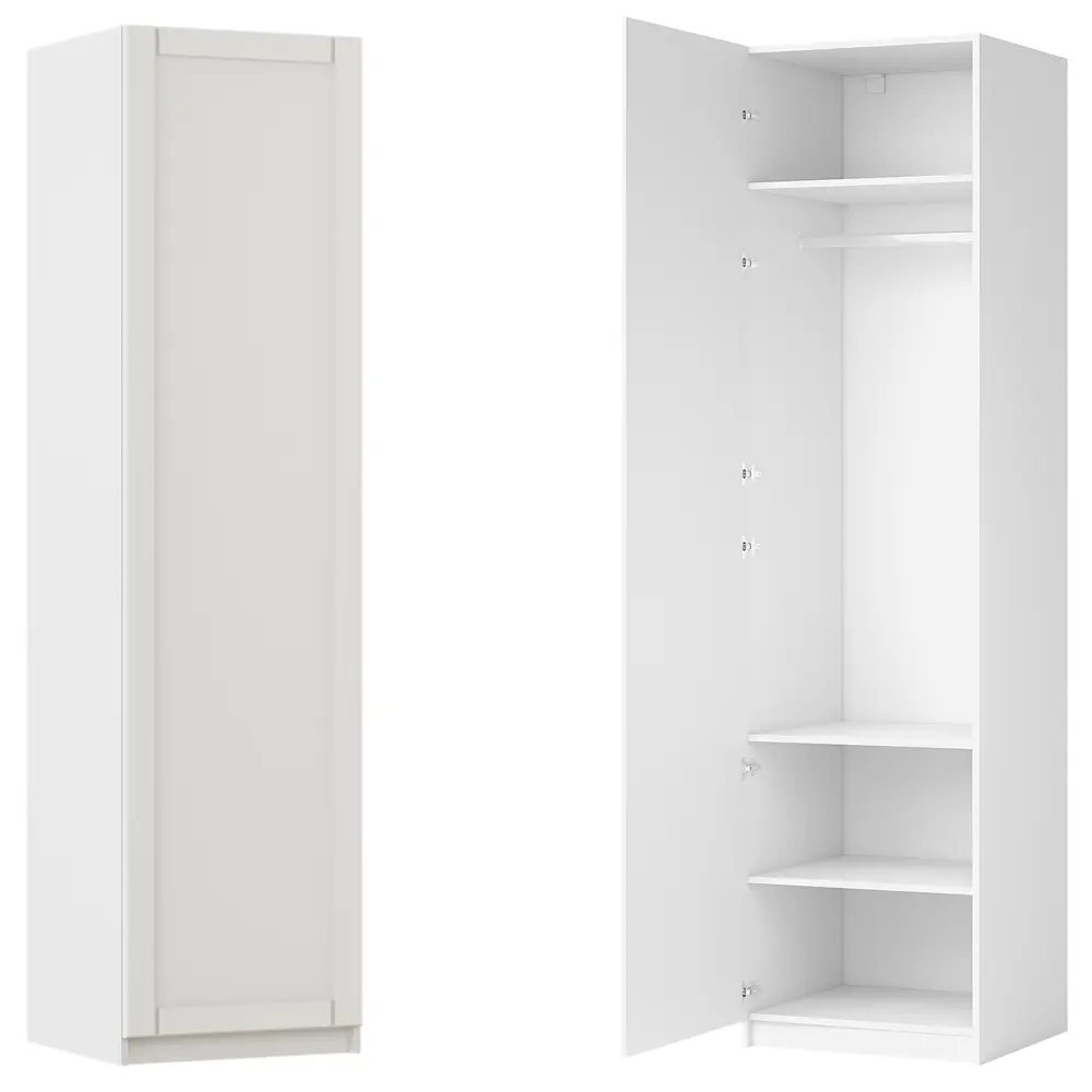 Фото Шкаф распашной Байонна белый 60х232,2х54,5 с 3 полками и штангой ЛДСП белый Фото Шкаф распашной Байонна белый 60х232,2х54,5 с 3 полками и штангой ЛДСП белый