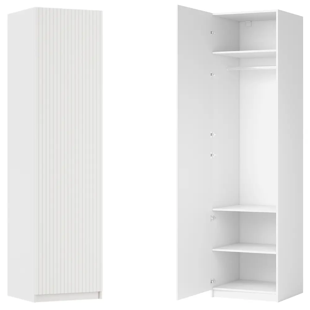 Фото Шкаф распашной Висла белый 60х232,2х54,5 с 3 полками и штангой ЛДСП белый Фото Шкаф распашной Висла белый 60х232,2х54,5 с 3 полками и штангой ЛДСП белый