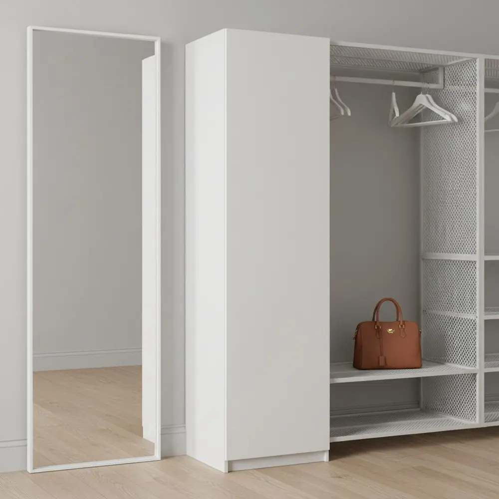 Фото 2 Шкаф распашной Лион белый 60х232,2х54,5 с 3 полками и  штангой  ЛДСП белый