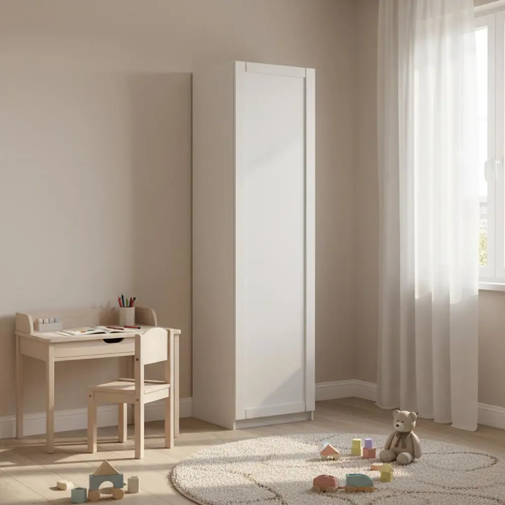 Фото 2 Шкаф распашной Байонна белый 60х232,2х54,5 с 4 полками и штангой ЛДСП белый Фото 2 Шкаф распашной Байонна белый 60х232,2х54,5 с 4 полками и штангой ЛДСП белый