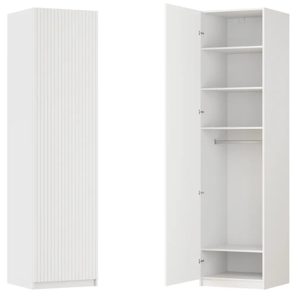 Фото Шкаф распашной Висла белый 60х232,2х54,5 с 4 полками и штангой ЛДСП белый Фото Шкаф распашной Висла белый 60х232,2х54,5 с 4 полками и штангой ЛДСП белый