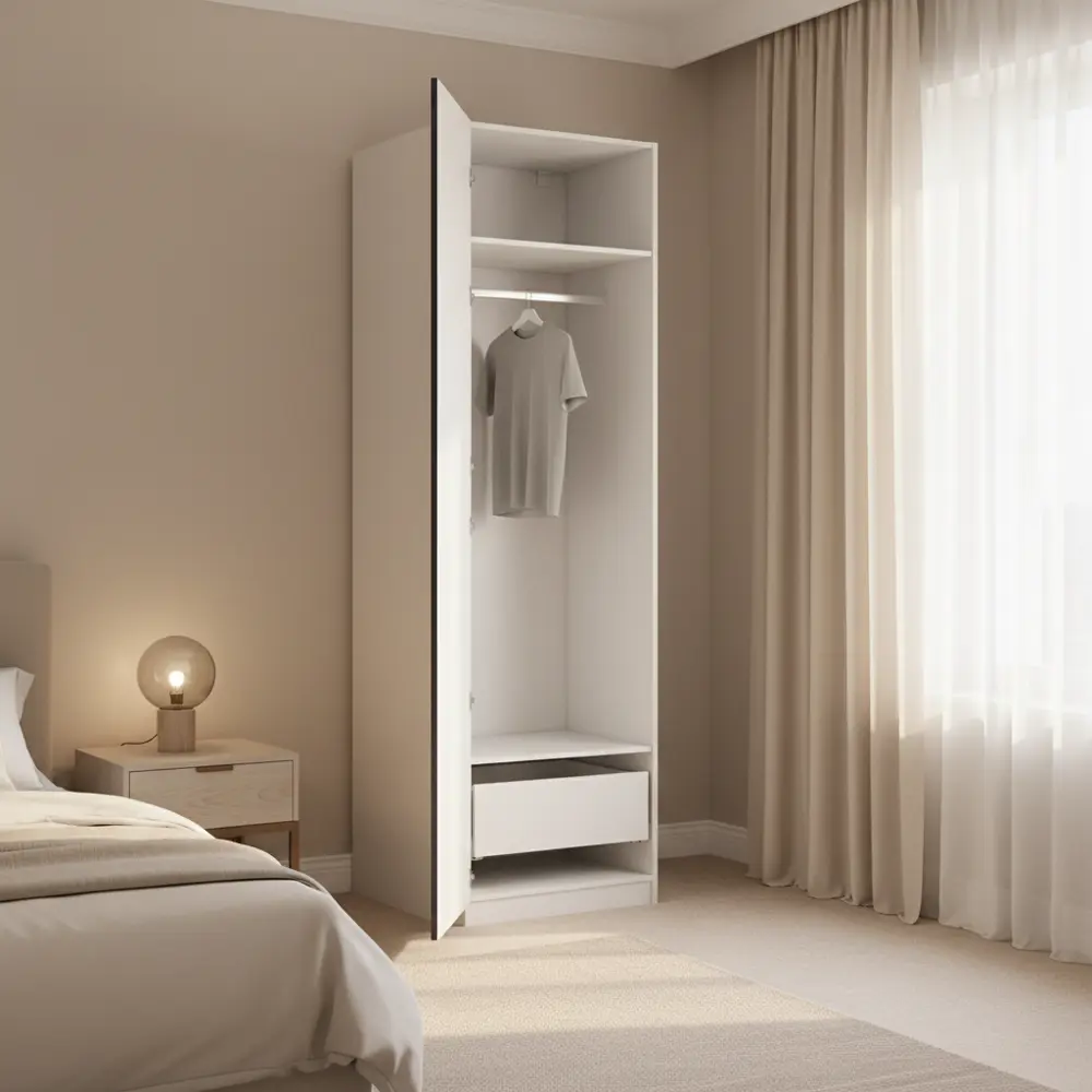 Фото 3 Шкаф распашной Амьен индиго 60х232,2х54,5  с 2 полками, штангой и ящиком ЛДСП каркас белый