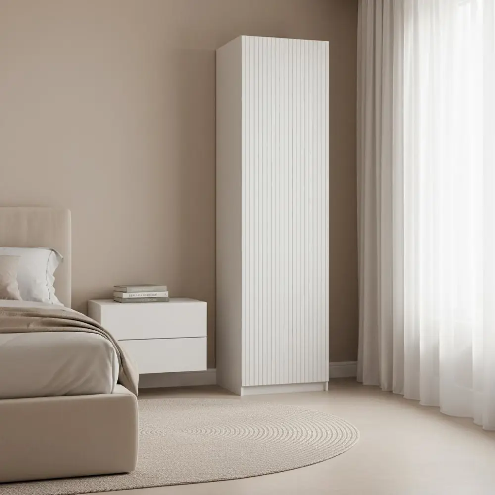 Фото 2 Шкаф распашной Висла белый 60х232,2х54,5  с 2 полками, штангой и ящиком ЛДСП каркас белый