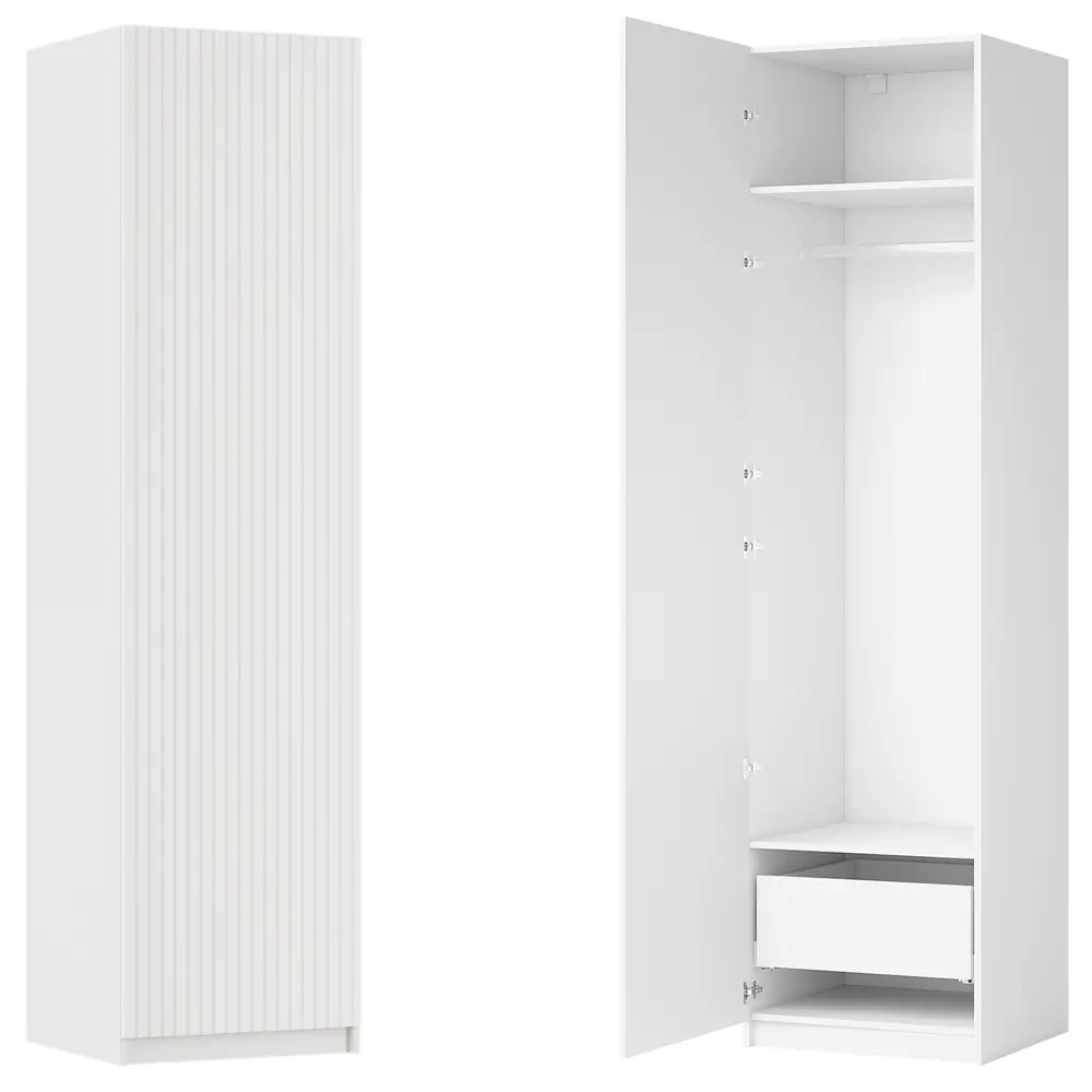 Фото Шкаф распашной Висла белый 60х232,2х54,5  с 2 полками, штангой и ящиком ЛДСП каркас белый