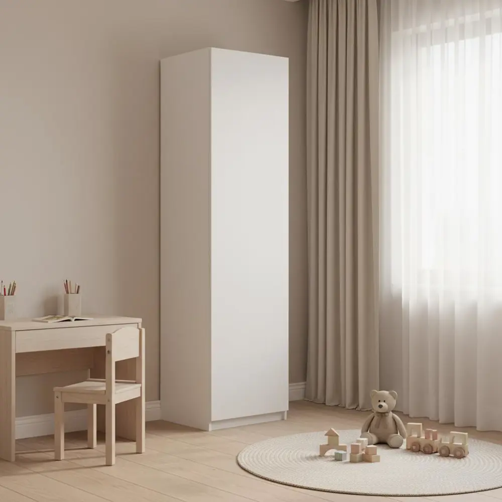 Фото 3 Шкаф распашной София белый 60х232,2х54,5  с 3 полками, штангой и ящиком ЛДСП каркас белый