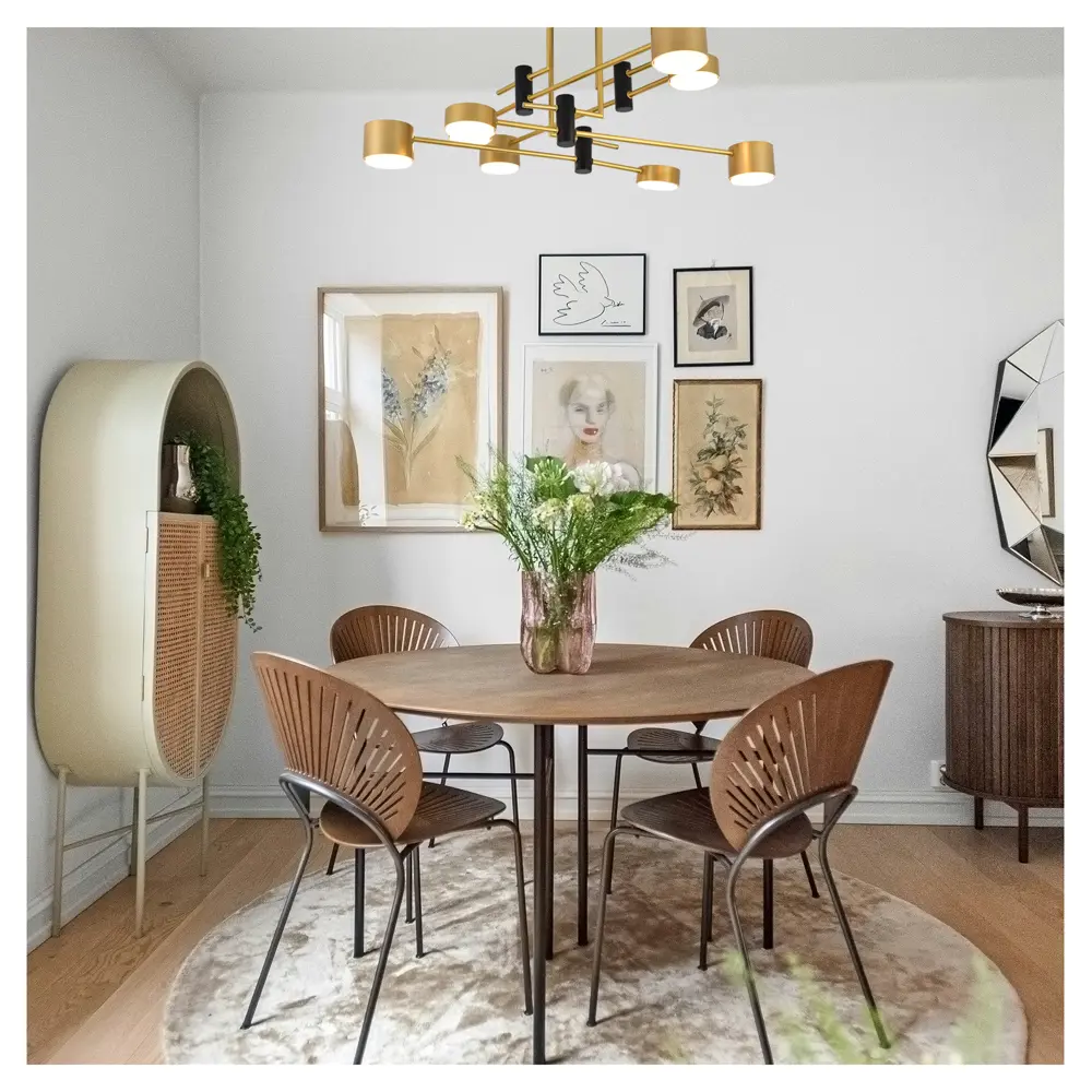 Фото 10 Люстра потолочная Comfi Dizzy 8 ламп 11 м² цвет черный/золотой