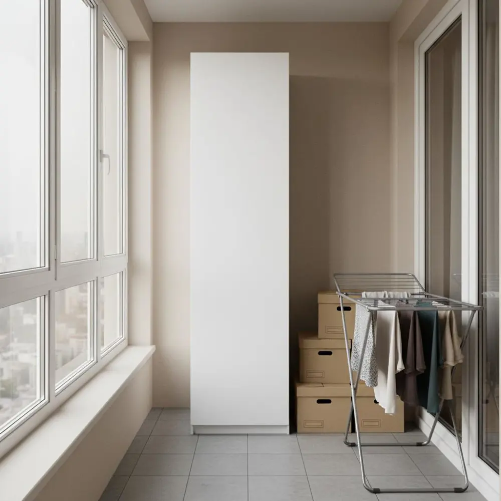 Фото 2 Шкаф распашной София белый с  3 полками 60х232,2х54,5 ЛДСП каркас белый