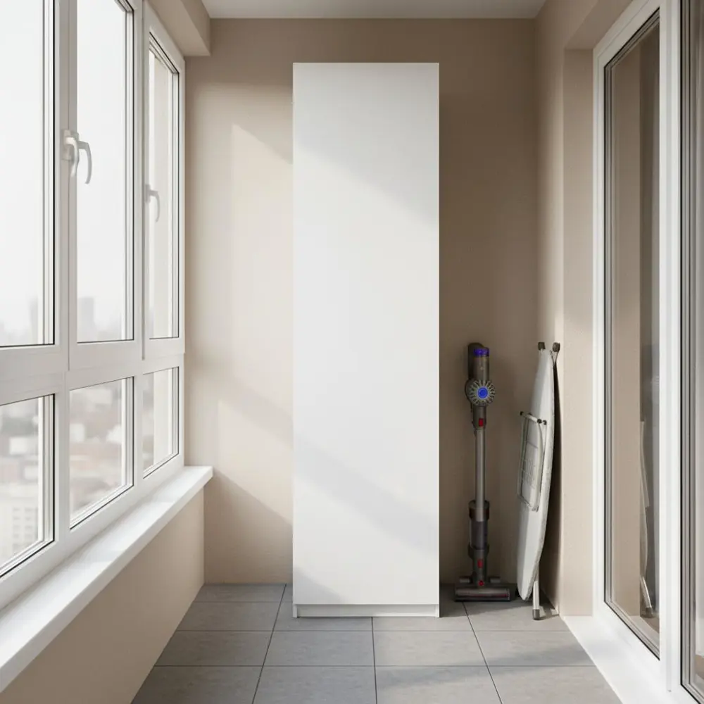 Фото 2 Шкаф распашной Лион белый с 3 полками 60х232,2х54,5 ЛДСП каркас белый Фото 2 Шкаф распашной Лион белый с 3 полками 60х232,2х54,5 ЛДСП каркас белый