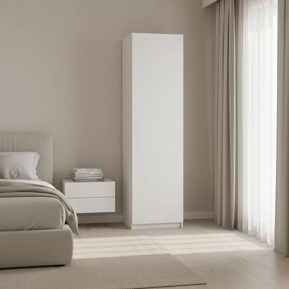 Фото 3 Шкаф распашной София белый 60х232,2х54,5  с 2 полками, штангой и 3 ящиками ЛДСП каркас белый