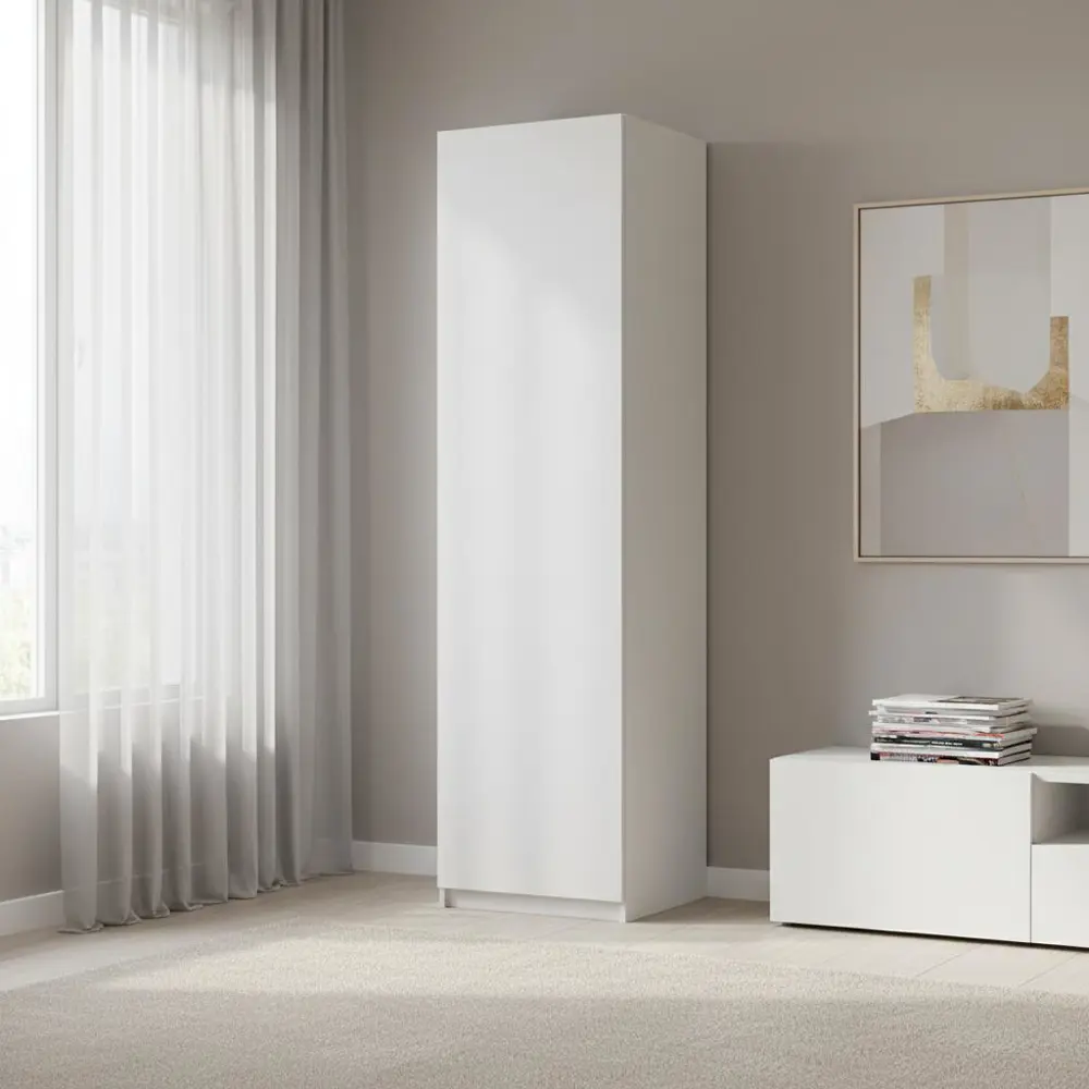 Фото 3 Шкаф распашной София белый 60х232,2х54,5  с 4 полками и 4 ящиками ЛДСП каркас белый