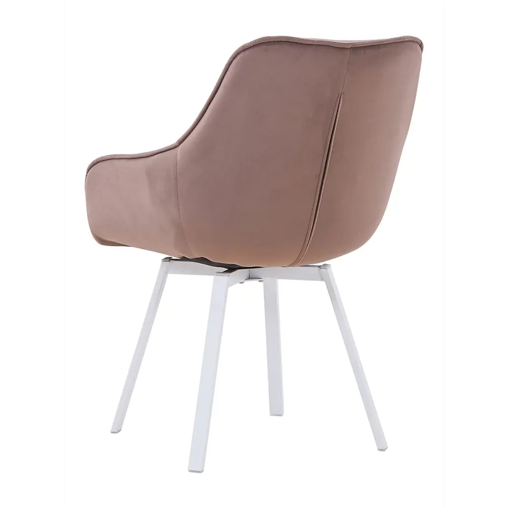 Фото 4 Кресло мягкое Elliot поворотное на 360 градусов велюр мокко ноги белые комплект 2 штуки Фото 4 Кресло мягкое Elliot поворотное на 360 градусов велюр мокко ноги белые комплект 2 штуки