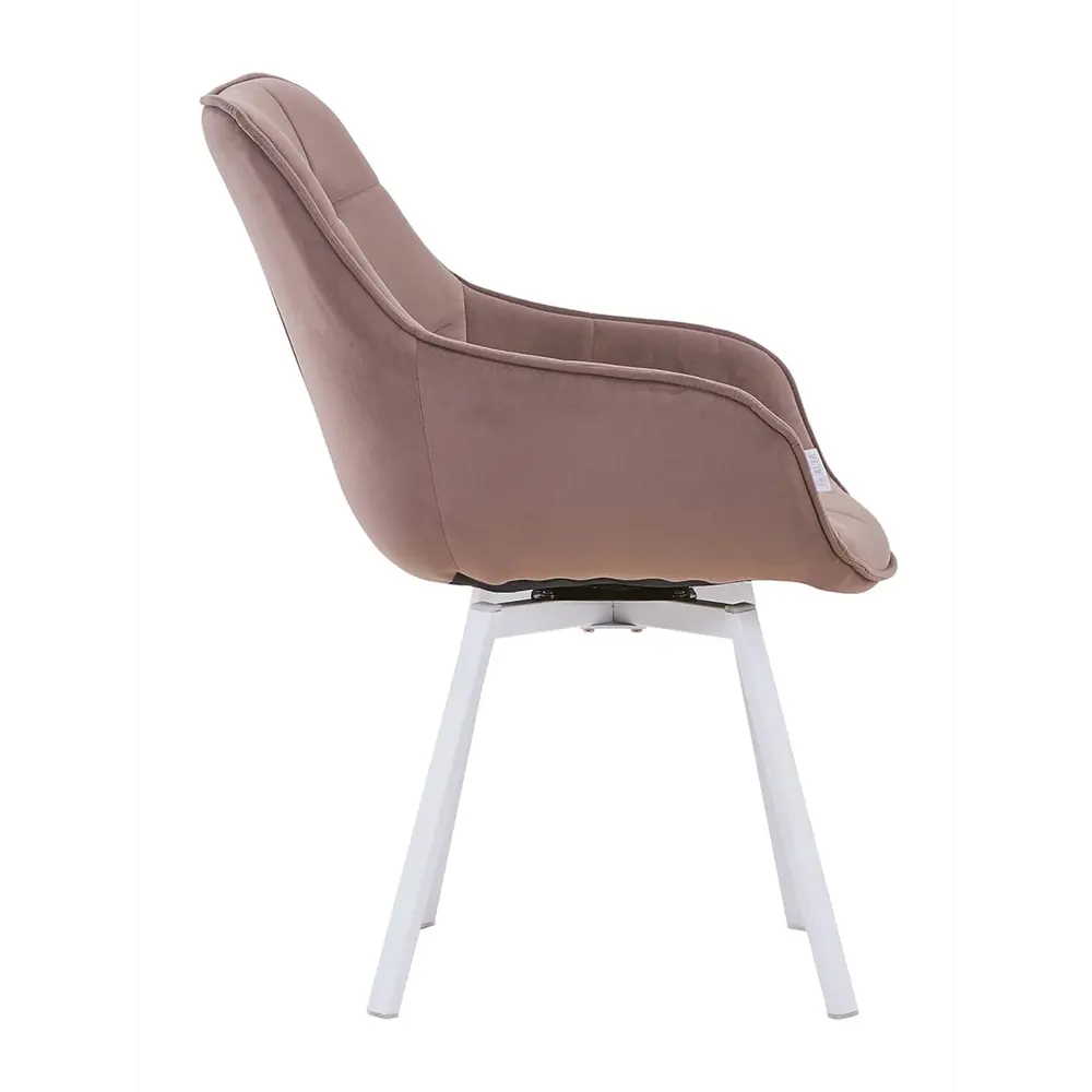 Фото 3 Кресло мягкое Elliot поворотное на 360 градусов велюр мокко ноги белые комплект 2 штуки Фото 3 Кресло мягкое Elliot поворотное на 360 градусов велюр мокко ноги белые комплект 2 штуки