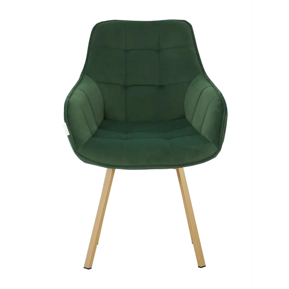 Фото 5 Кресло мягкое Elliot поворотное на 360 градусов велюр темно-зеленый ноги шампань комплект 2 штуки