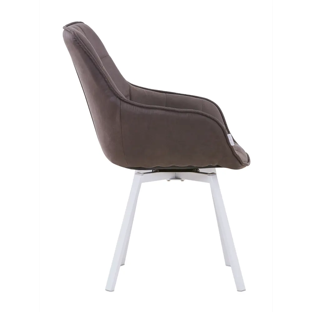 Фото 5 Кресло мягкое Elliot поворотное на 360 градусов велюр темно-коричневый ноги белые комплект 2 штуки Фото 5 Кресло мягкое Elliot поворотное на 360 градусов велюр темно-коричневый ноги белые комплект 2 штуки