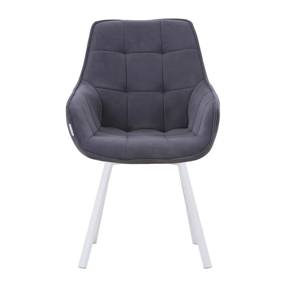 Фото 6 Кресло мягкое Elliot поворотное на 360 градусов велюр темно-серый ноги белые комплект 2 штуки Фото 6 Кресло мягкое Elliot поворотное на 360 градусов велюр темно-серый ноги белые комплект 2 штуки