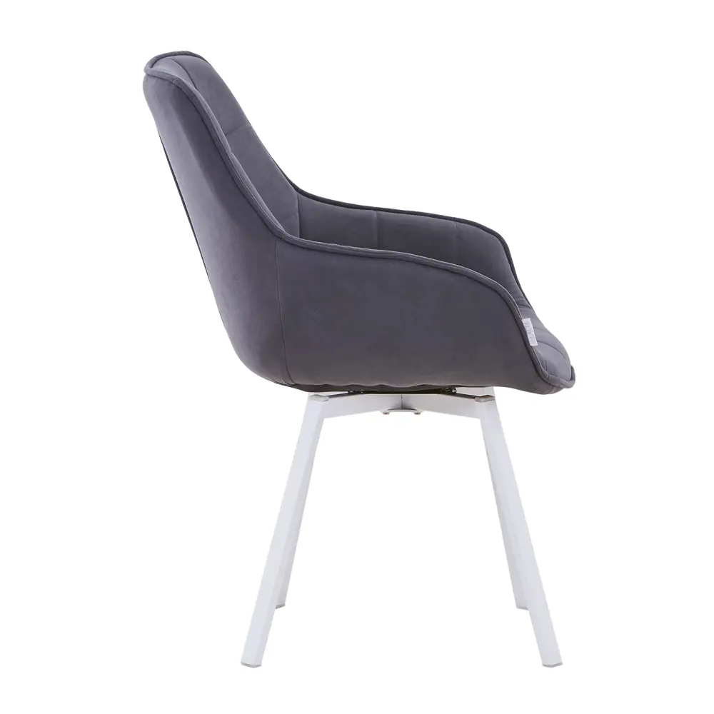 Фото 5 Кресло мягкое Elliot поворотное на 360 градусов велюр темно-серый ноги белые комплект 2 штуки Фото 5 Кресло мягкое Elliot поворотное на 360 градусов велюр темно-серый ноги белые комплект 2 штуки