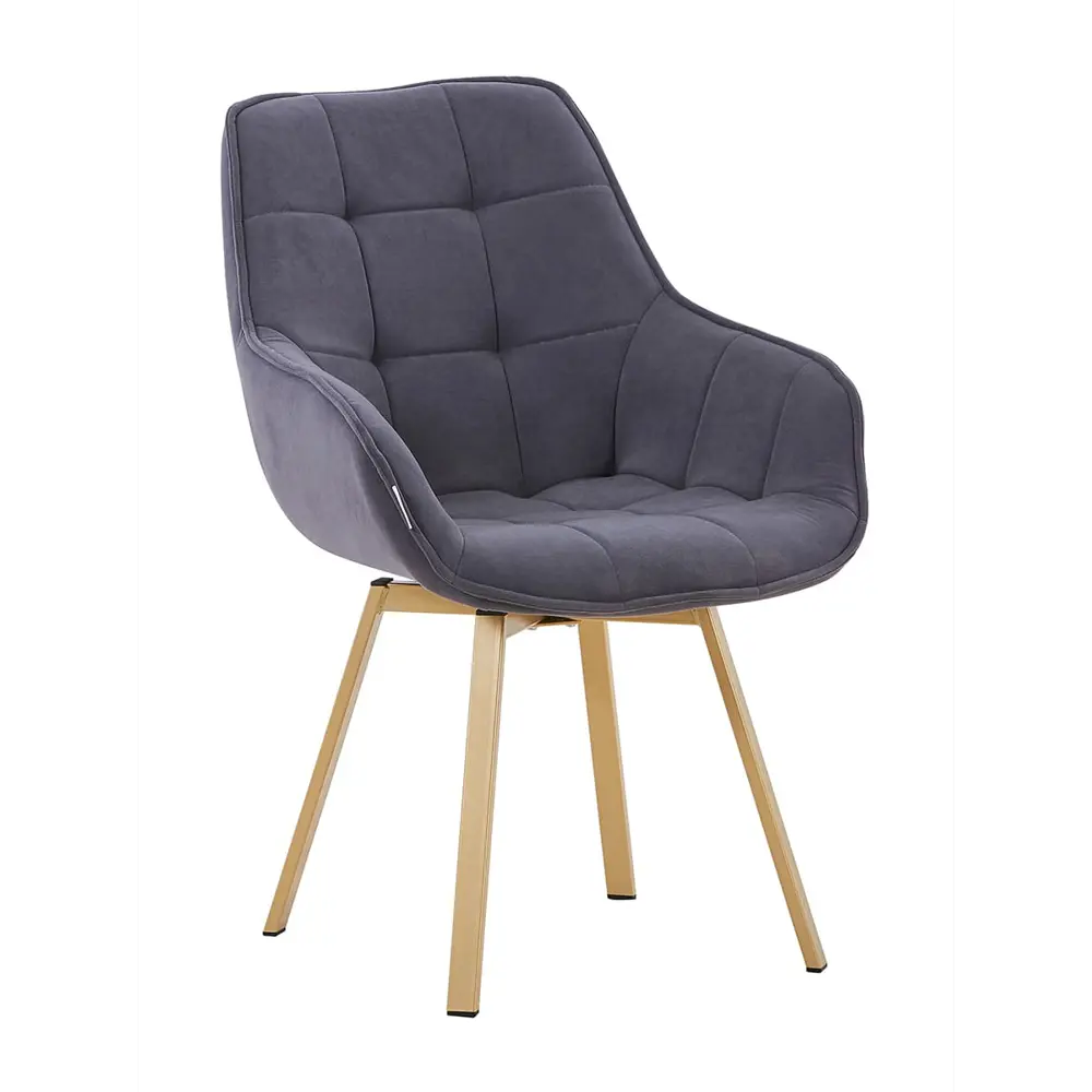 Фото 2 Кресло мягкое Elliot поворотное на 360 градусов велюр темно-серый ноги шампань комплект 2 штуки Фото 2 Кресло мягкое Elliot поворотное на 360 градусов велюр темно-серый ноги шампань комплект 2 штуки