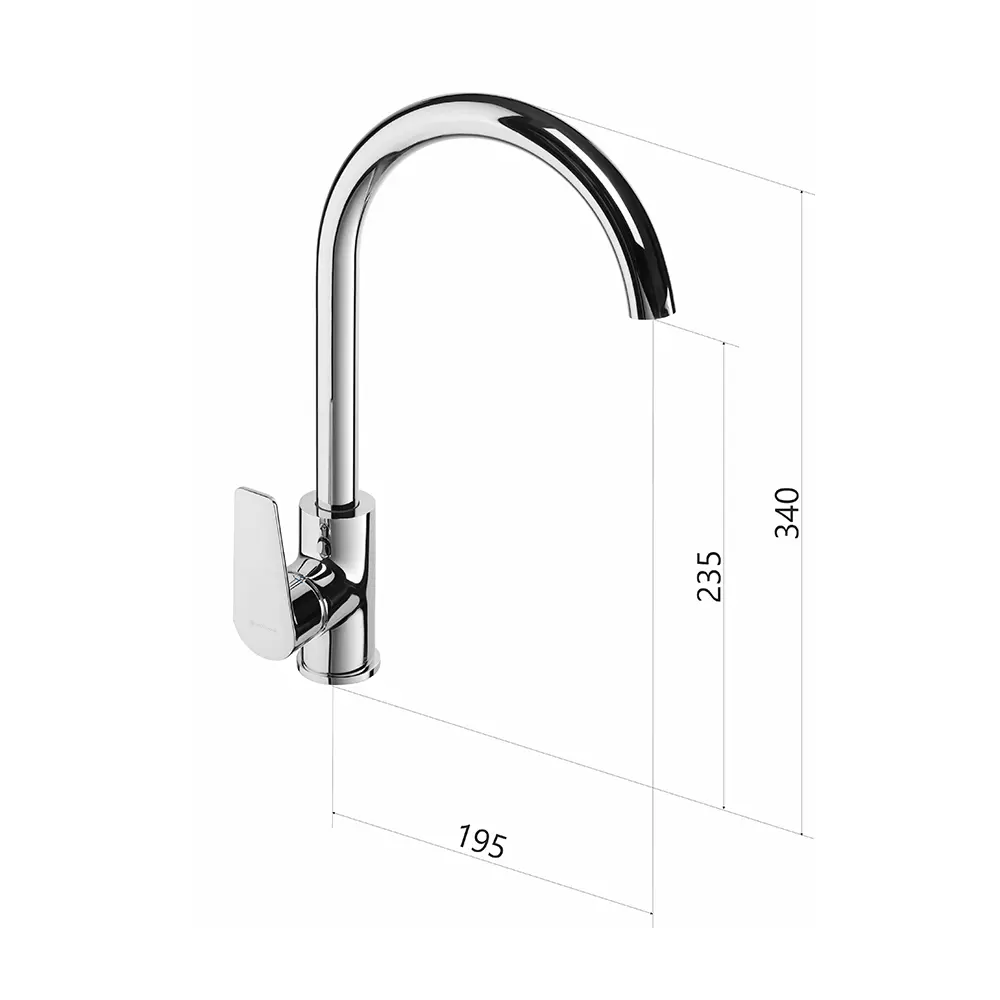 Фото 12 Смеситель для кухни Gross aqua 3242285C-B02 поворотный излив 23.5 см цвет хром Фото 12 Смеситель для кухни Gross aqua 3242285C-B02 поворотный излив 23.5 см цвет хром