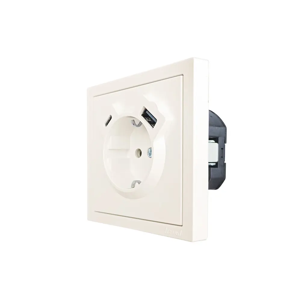 Фото 5 Розетка USB встраиваемая Zima с заземлением цвет слоновая кость Фото 5 Розетка USB встраиваемая Zima с заземлением цвет слоновая кость