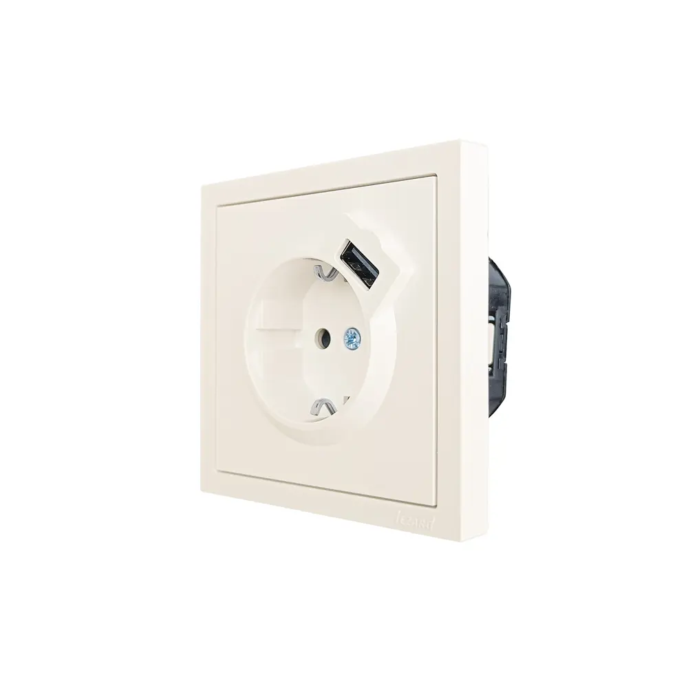 Фото Розетка USB разъем встраиваемая Zima с заземлением цвет слоновая кость Фото Розетка USB разъем встраиваемая Zima с заземлением цвет слоновая кость