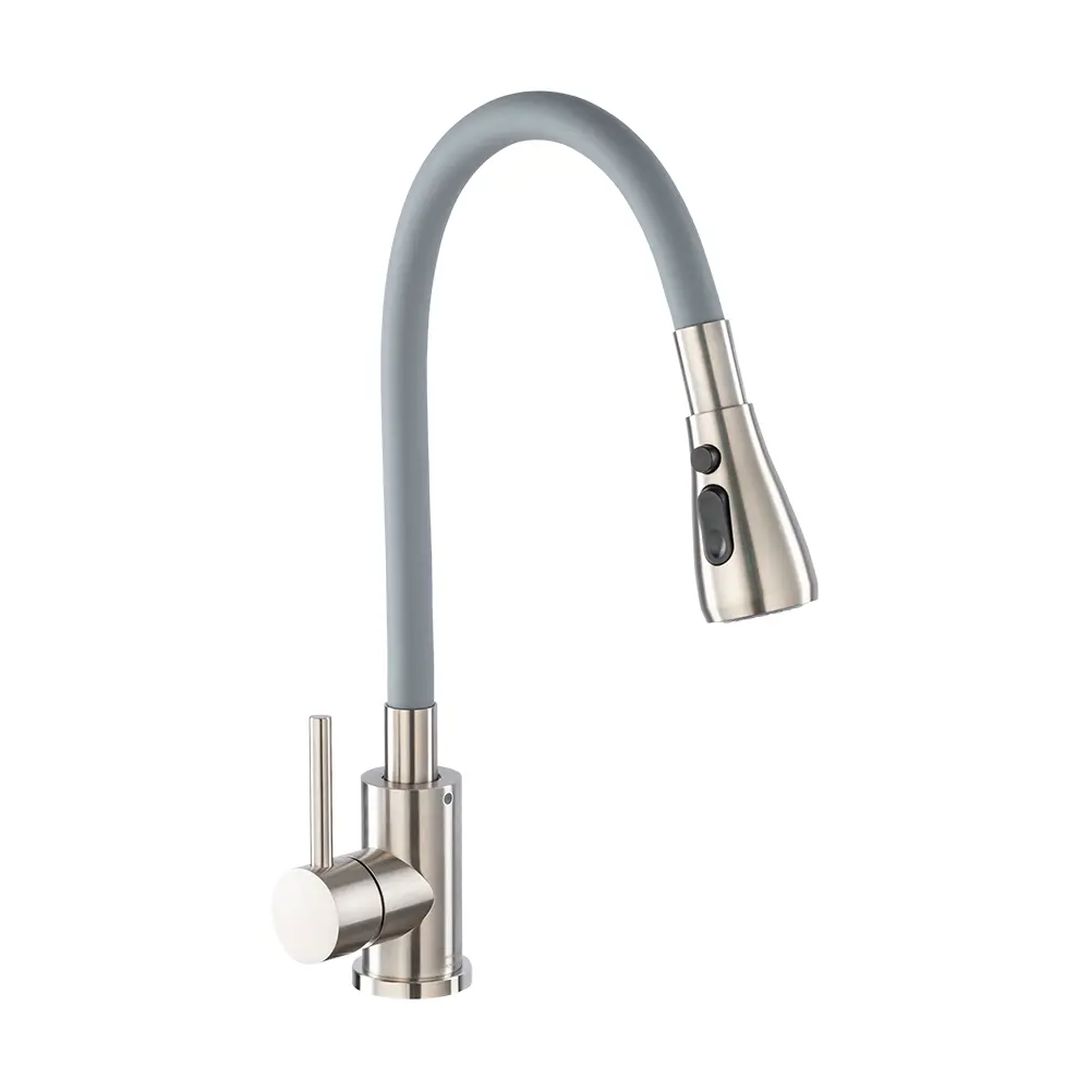 Фото Смеситель для кухни Gross aqua 3241609SSG гибкий излив 42 см цвет серый / серебристый Фото Смеситель для кухни Gross aqua 3241609SSG гибкий излив 42 см цвет серый / серебристый