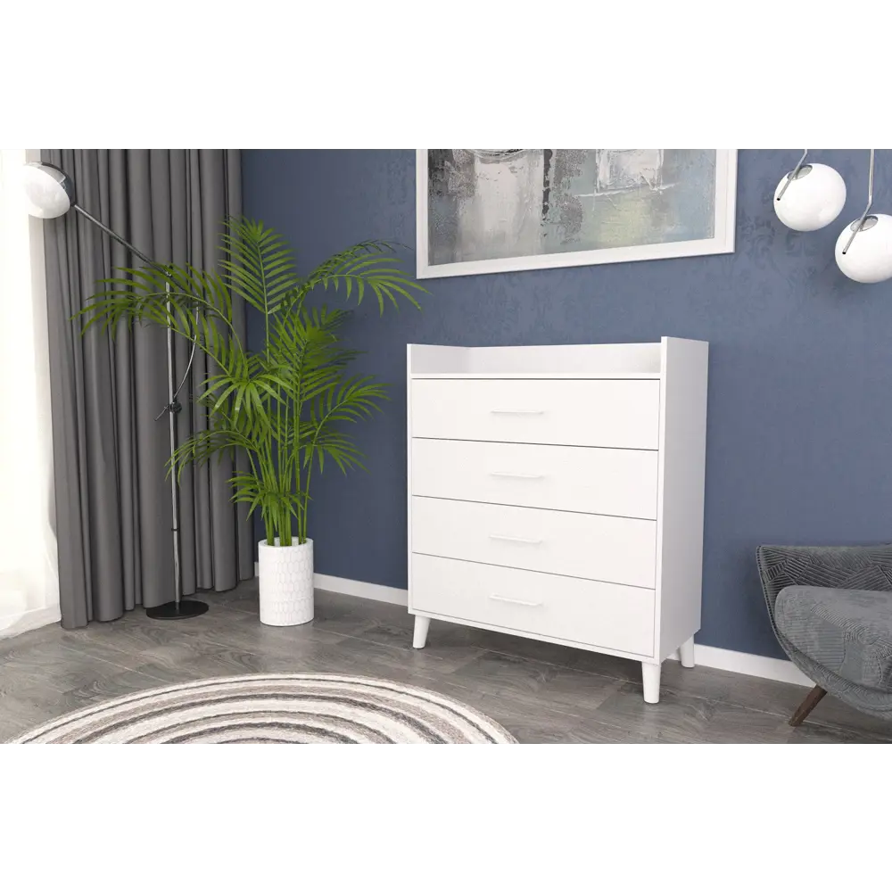 Фото Комод Furnistyle Кт-49 120 CR 4 S white 4 ящика 90х41х106 см ЛДСП цвет белый