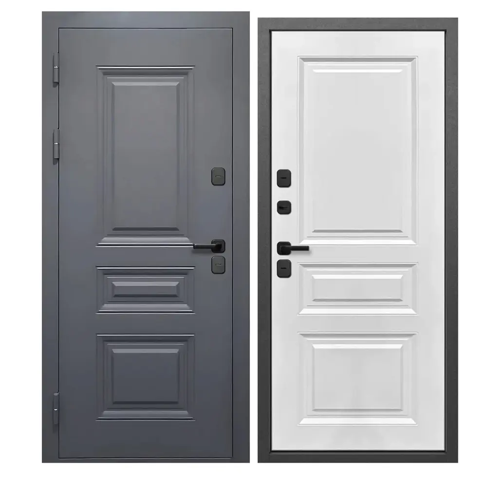 Фото Входная дверь Superlock SL-103 левый 205x96см цвет графит/сатин белый Фото Входная дверь Superlock SL-103 левый 205x96см цвет графит/сатин белый