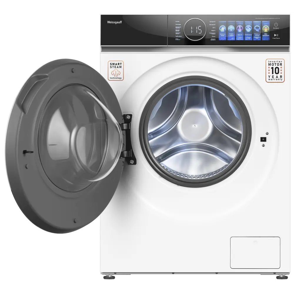 Фото 2 Стиральная машина Weissgauff Wm 777 color touch inverter steam 59.5x85x60 см 12 кг цвет белый