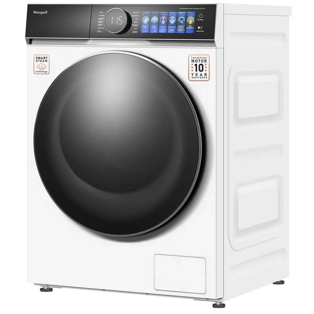 Фото 4 Стиральная машина Weissgauff Wm 777 color touch inverter steam 59.5x85x60 см 12 кг цвет белый