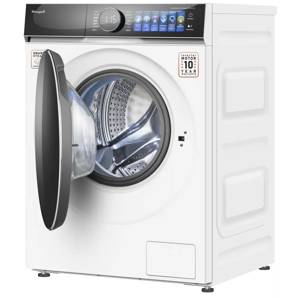 Фото 5 Стиральная машина Weissgauff Wm 777 color touch inverter steam 59.5x85x60 см 12 кг цвет белый