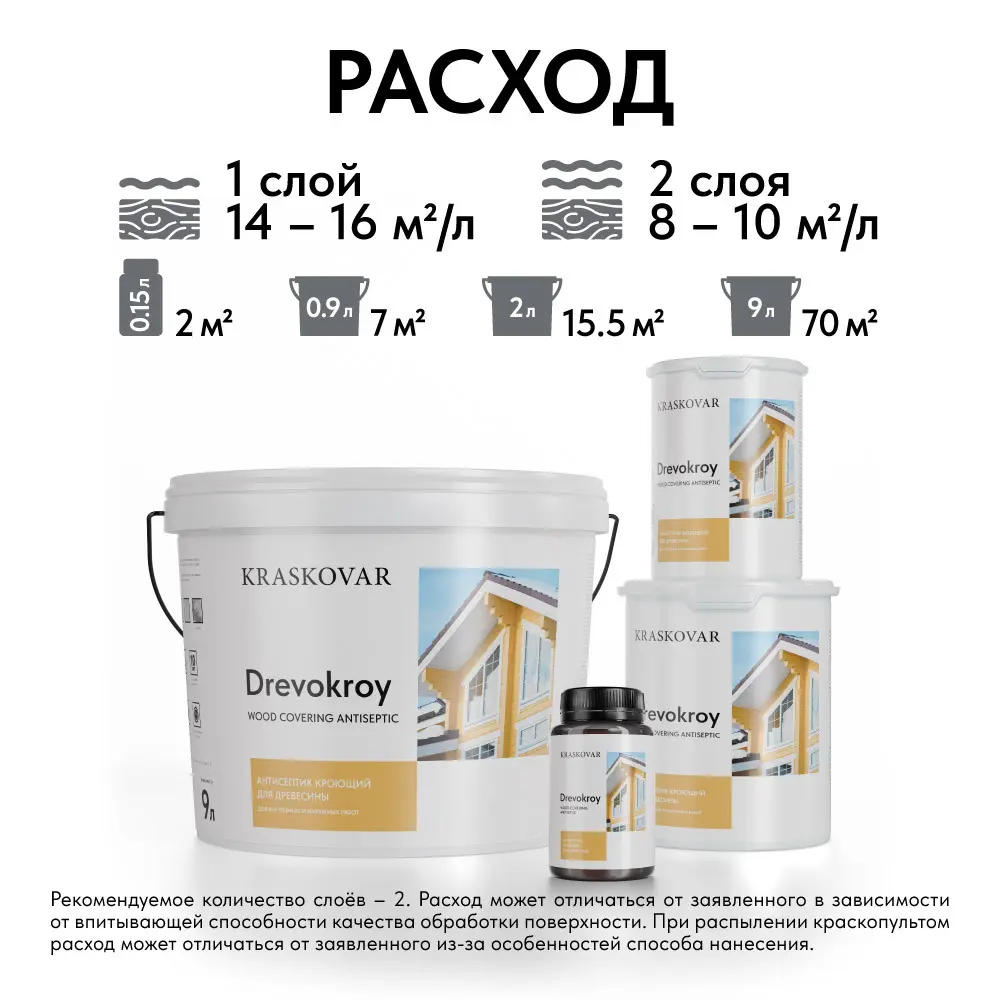 Фото 5 Антисептик кроющий Kraskovar Drevokroy цвет синий RAL 5024 9л Фото 5 Антисептик кроющий Kraskovar Drevokroy цвет синий RAL 5024 9л