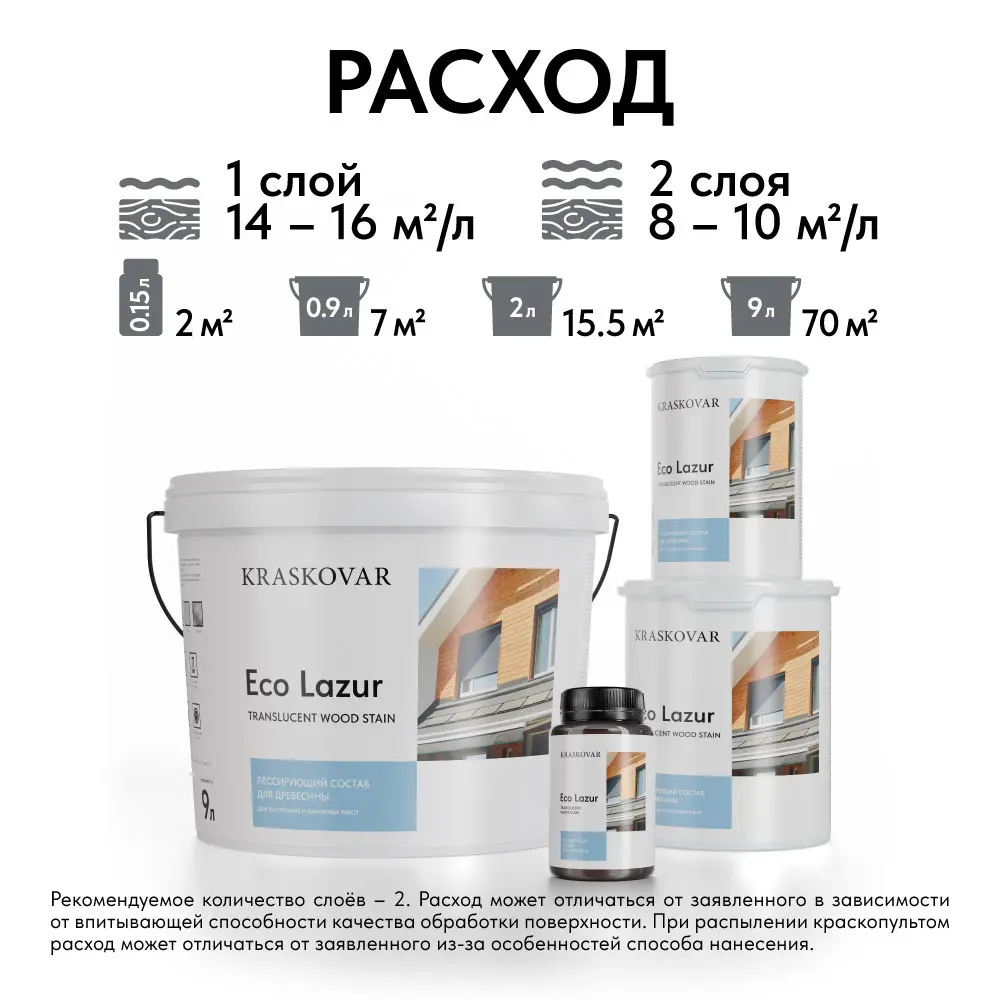 Фото 5 Пропитка для дерева лессирующая Kraskovar Eco Lazur цвет махагон 0.9 л Фото 5 Пропитка для дерева лессирующая Kraskovar Eco Lazur цвет махагон 0.9 л