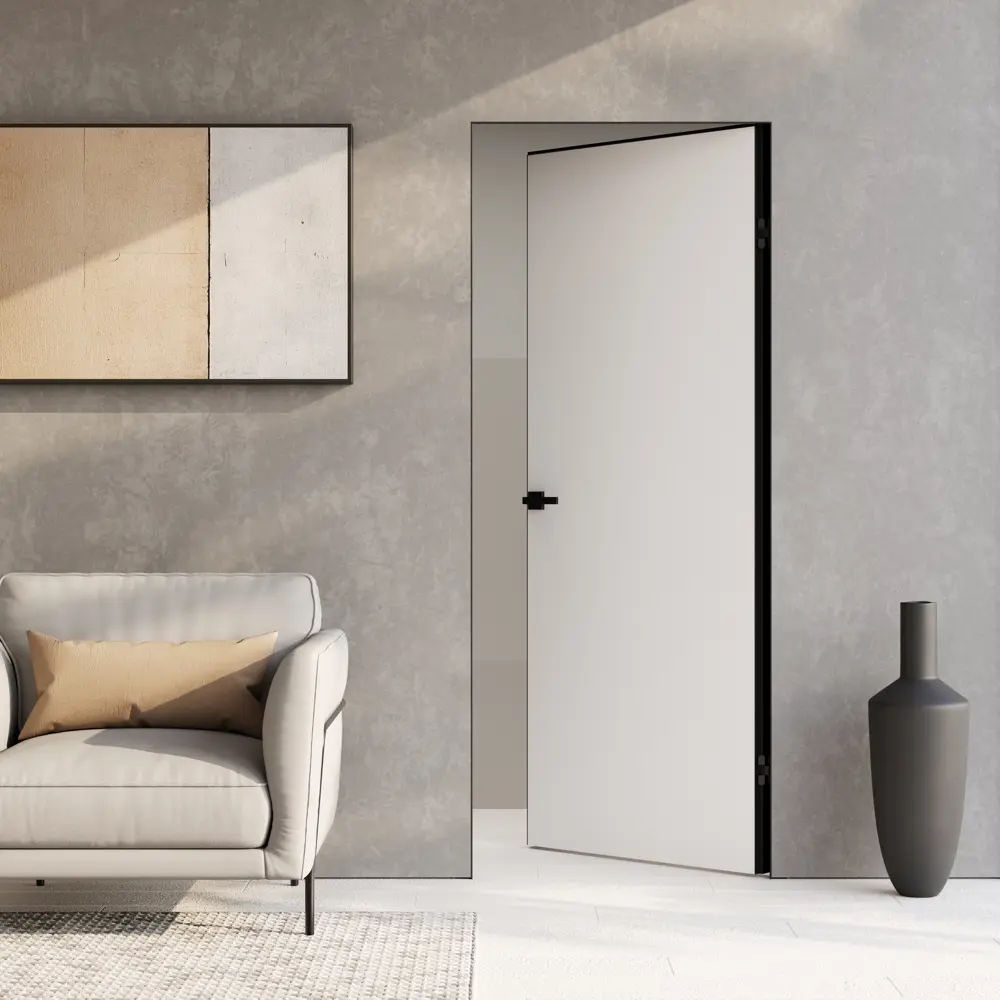 Фото 7 Дверь межкомнатная глухая Invisible 70x200 см грунт цвет белый/черный с замком Фото 7 Дверь межкомнатная глухая Invisible 70x200 см грунт цвет белый/черный с замком