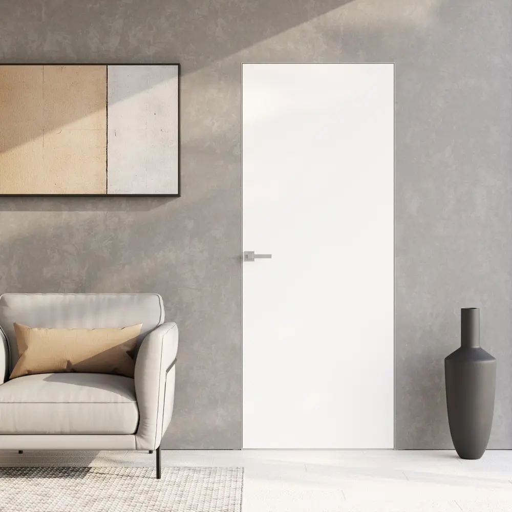 Фото 6 Дверь межкомнатная глухая Invisible 90x200 см грунт правая цвет белый с замком Фото 6 Дверь межкомнатная глухая Invisible 90x200 см грунт правая цвет белый с замком