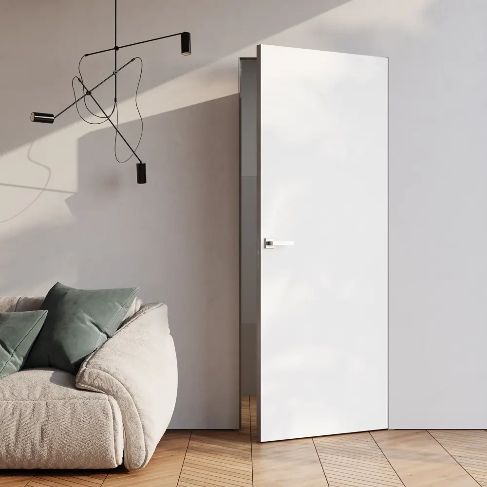 Фото 7 Дверь межкомнатная глухая Invisible 80x230 см грунт правая цвет белый с замком Фото 7 Дверь межкомнатная глухая Invisible 80x230 см грунт правая цвет белый с замком